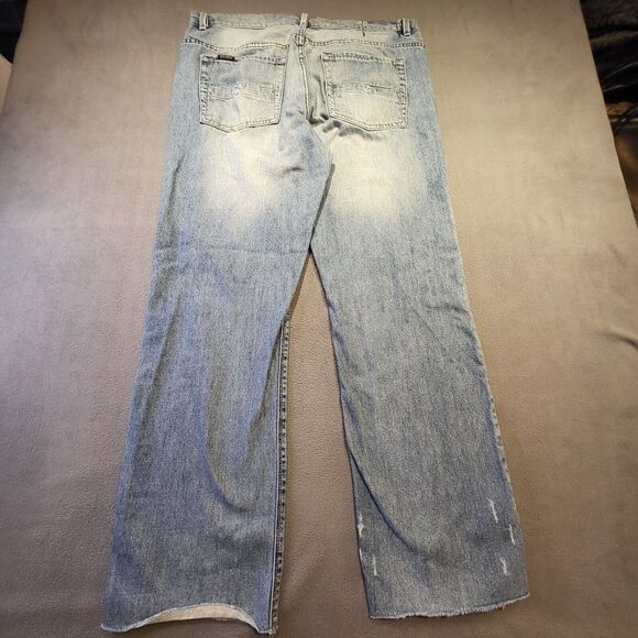 Buffalo David Bitton Mens 38x31 Ruffer Straight Stretch Blue Jeans Distressed - Picture 11 of 11